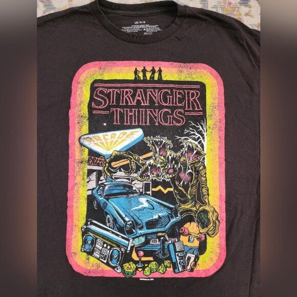 Stranger Things Iconic TV Series Men's Black Neon Cult Graphic Tee T-shirt Large - Picture 4 of 6